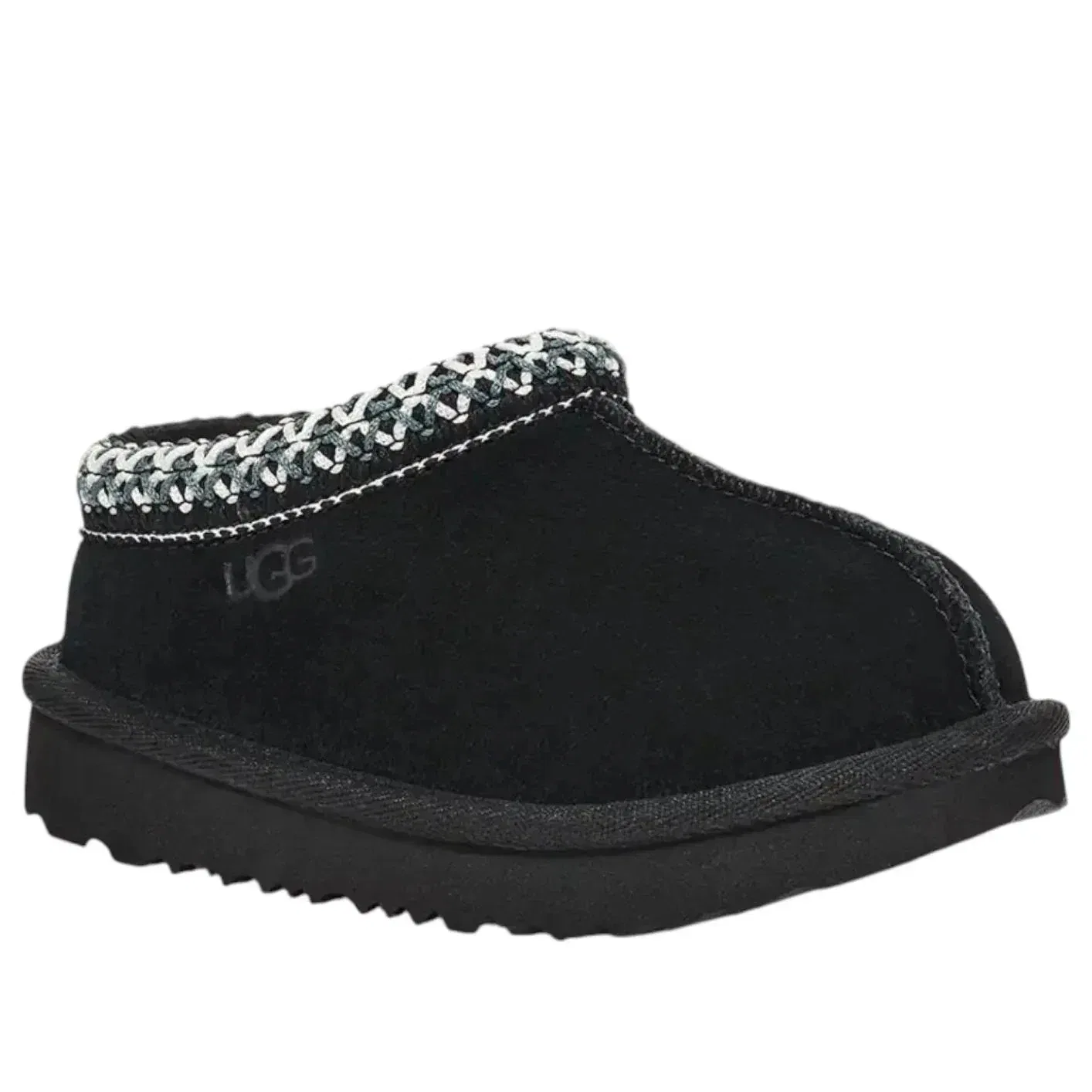 Тапочки UGG Tasman II 1019066T-BLK, черные замшевые, без шнурков, RHS7961