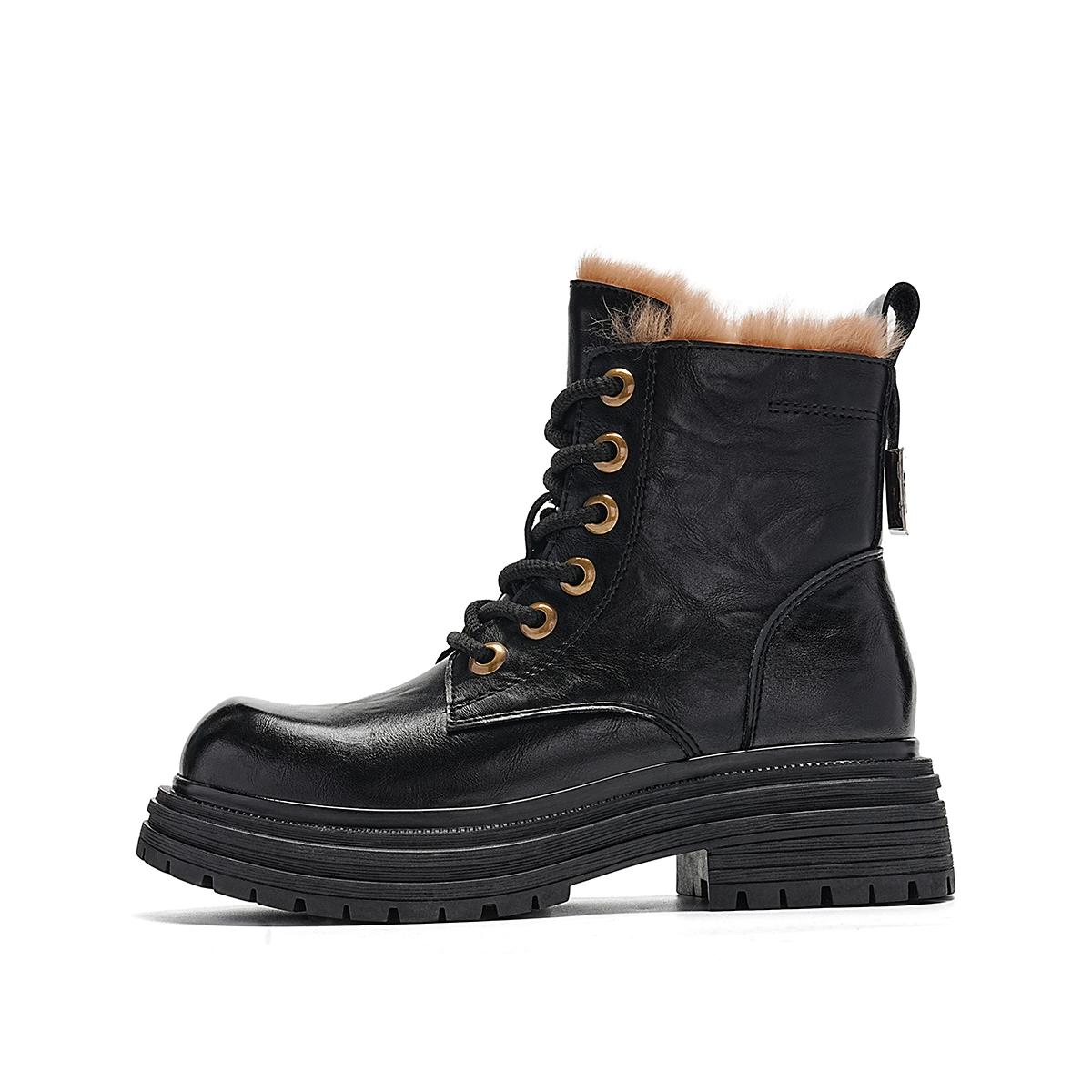 Женские зимние ботинки Martin Boot черные EBLAN, черные (на флисовой подкладке)