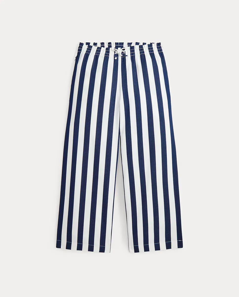 

Брюки для девочек из хлопка, широкого силуэта Polo Ralph Lauren, синий