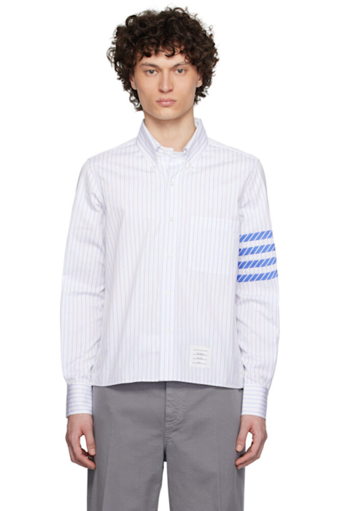 

Бело-синяя рубашка прямого кроя BD L/S Step Hem Thom Browne