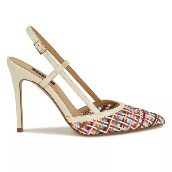 Женские туфли-лодочки Floree с открытой пяткой и острым носом Nine West, серебряный — фото 2