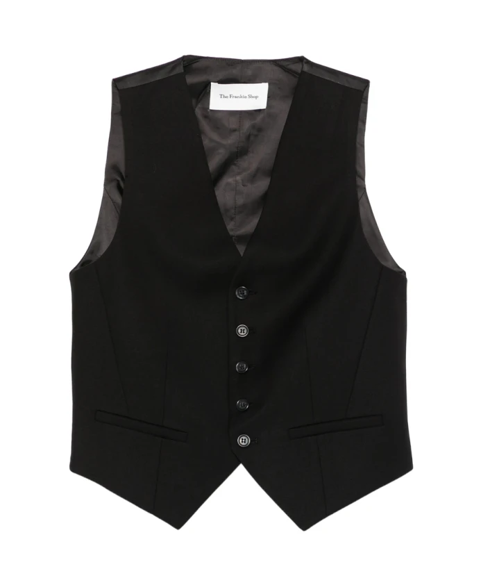 

Жилет с V-образным вырезом и пуговицами спереди The Frankie Shop, черный