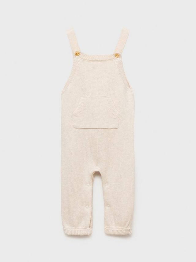 

Детские однотонные трикотажные комбинезоны Mango, бежевый