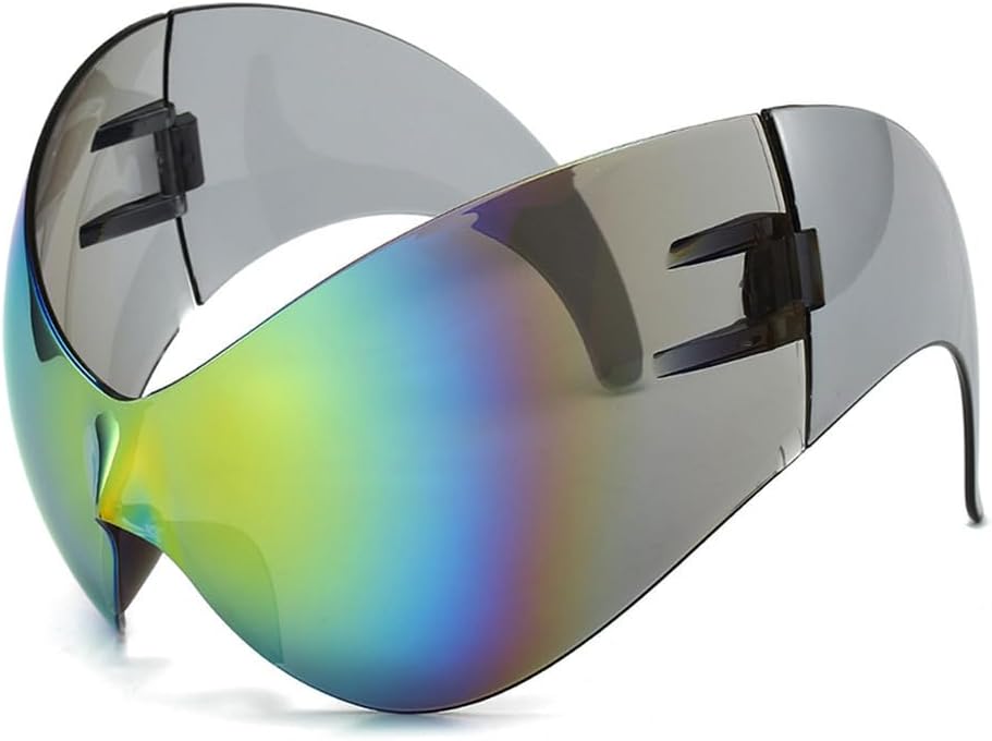 

Большие спортивные солнцезащитные очки в стиле панк для женщин и мужчин, в стиле стимпанк, цельные солнцезащитные очки без оправы, «кошачий глаз», защита от ультрафиолета UV400 WNCKSQ, C5 Gold Film