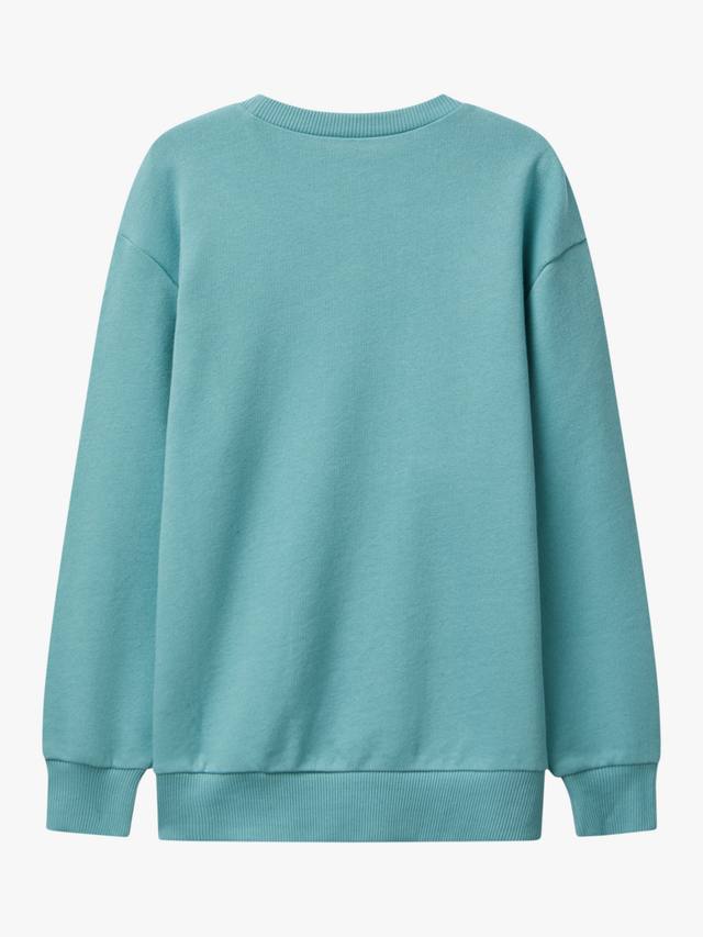 Детский хлопковый свитшот с принтом и круглым вырезом Benetton, Green — фото 2