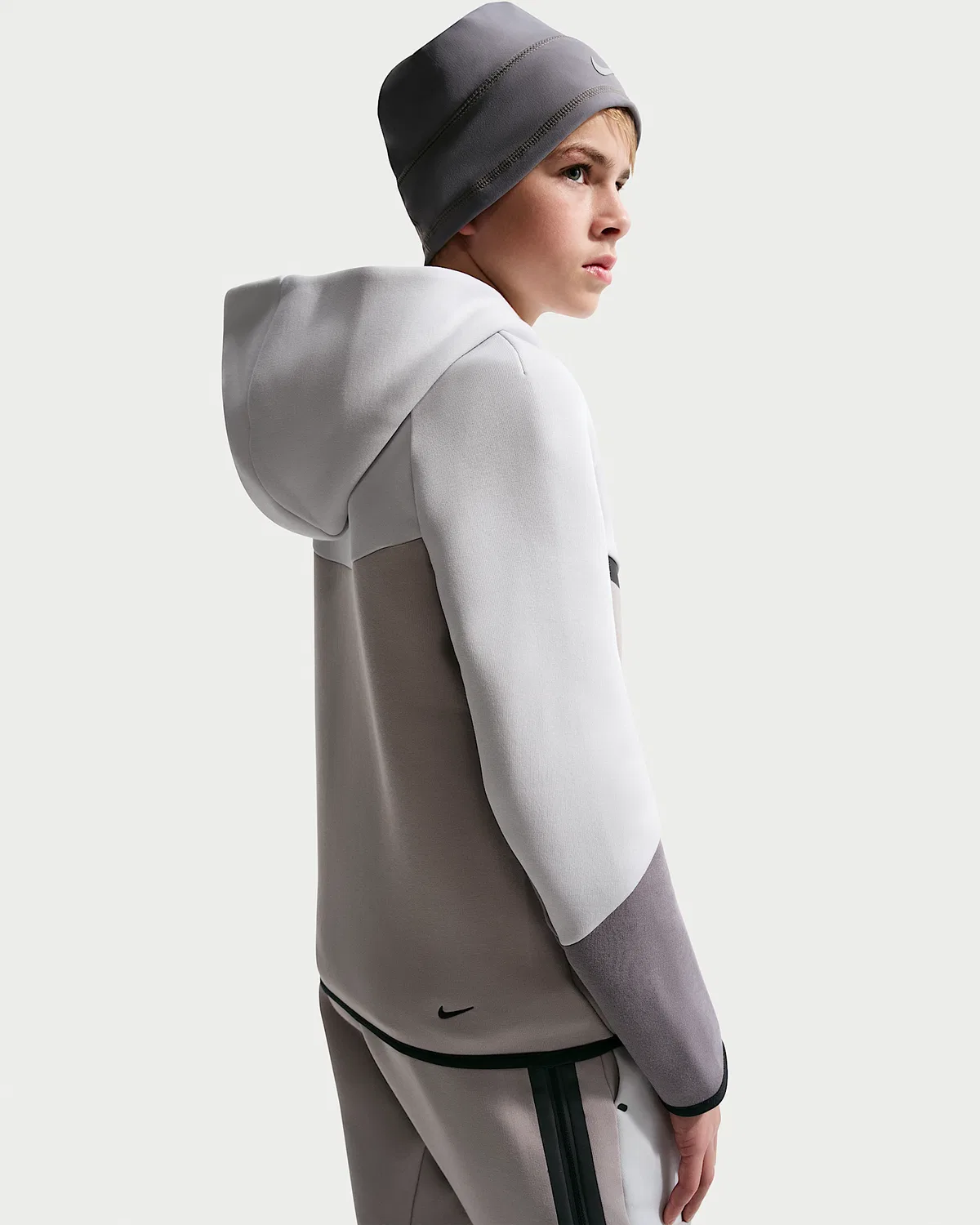 Детская худи Nike Sportswear Tech Fleece на молнии, Photon Dust/College Grey/Pencil Point/Sapphire — фото 2