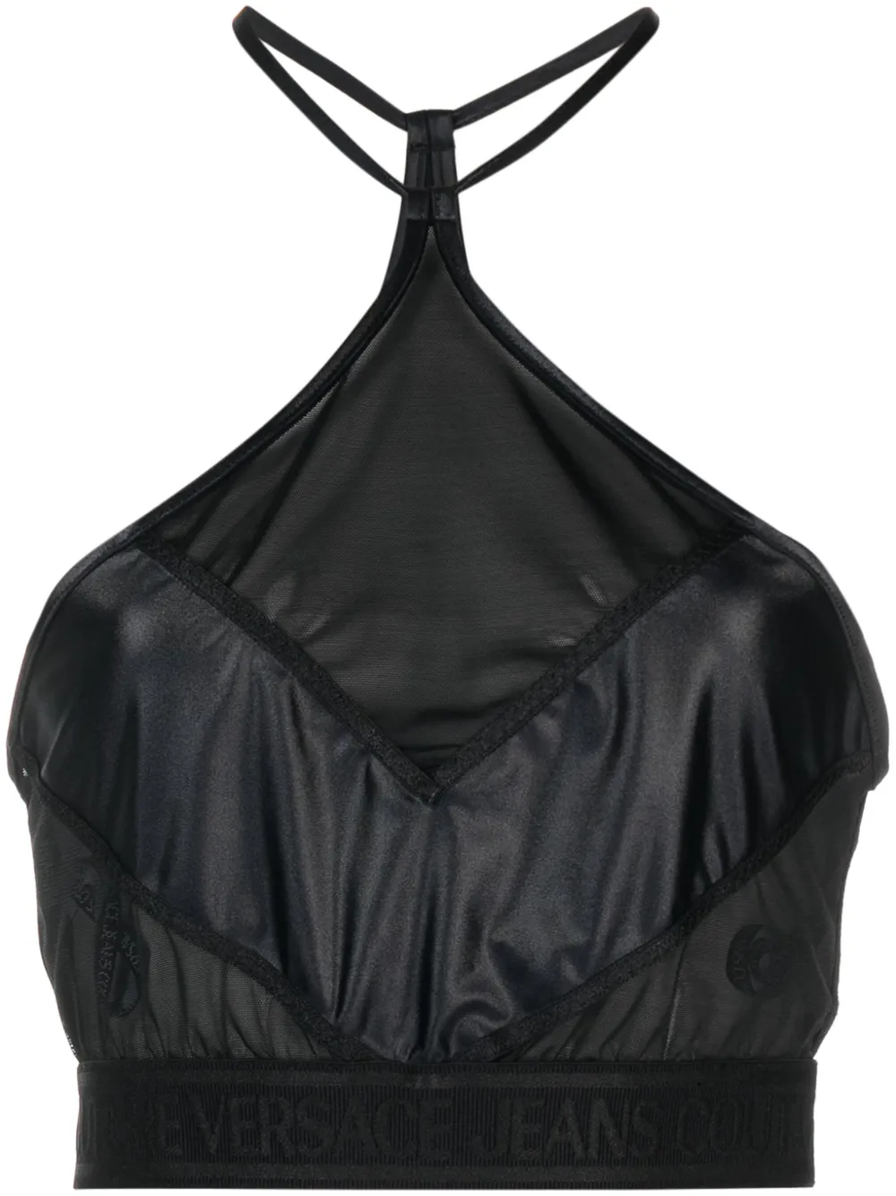 

Прозрачный топ со вставками Versace Jeans Couture, черный