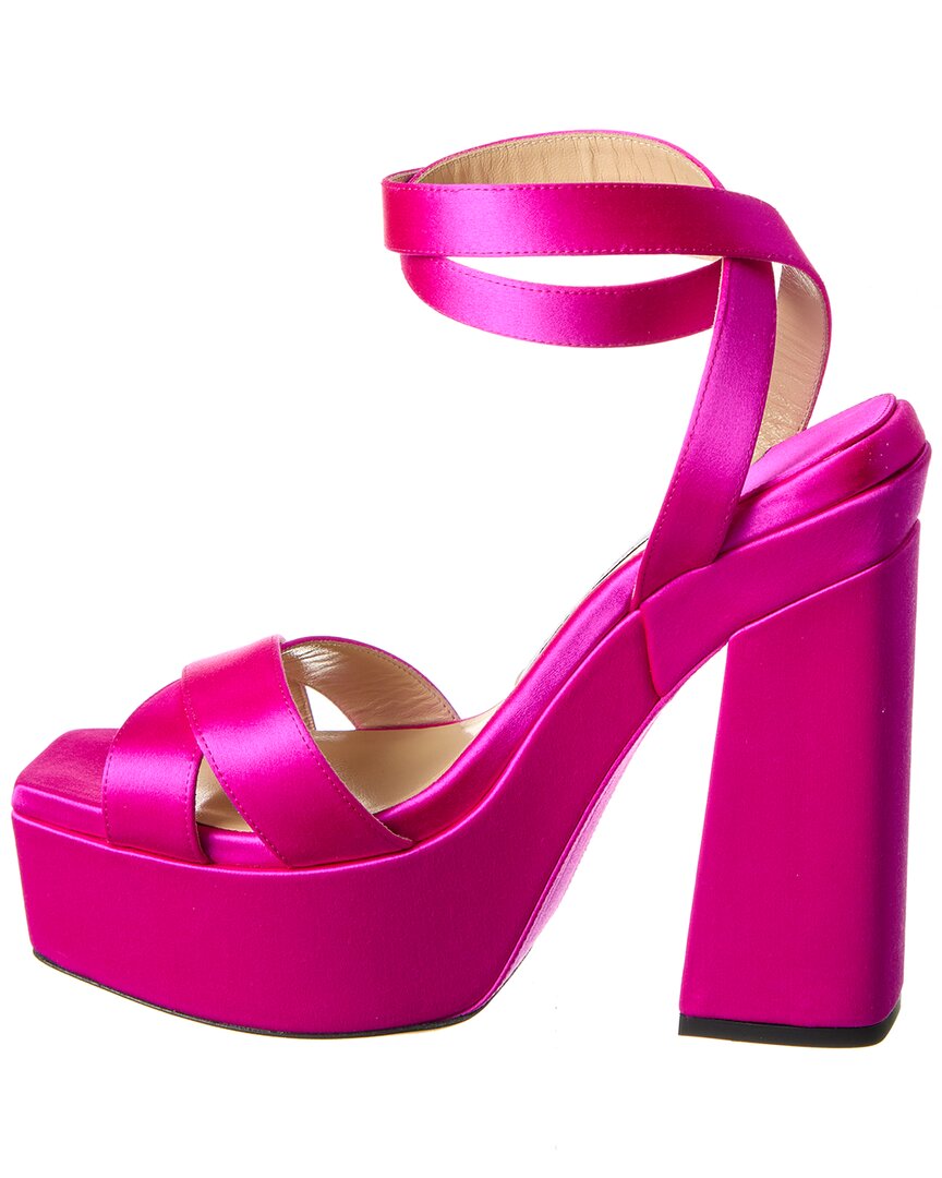 Сандалии Jimmy Choo Gaia 140 на атласной платформе, розовый — фото 2