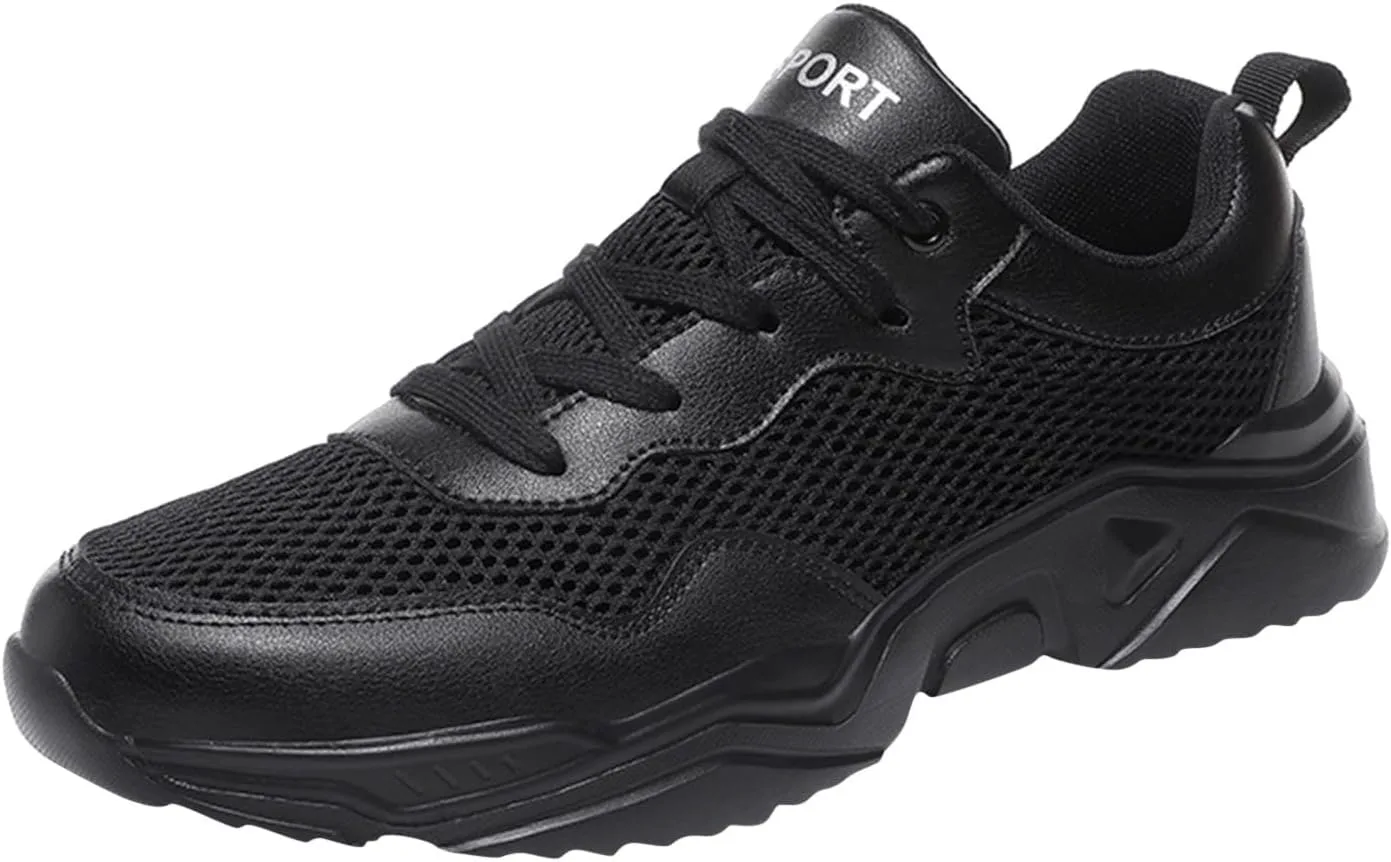 

Мужские спортивные туфли, новая модель, летние, сетчатые, дышащие, удобные, на шнуровке, для активного отдыха, кроссовки Generic, черный