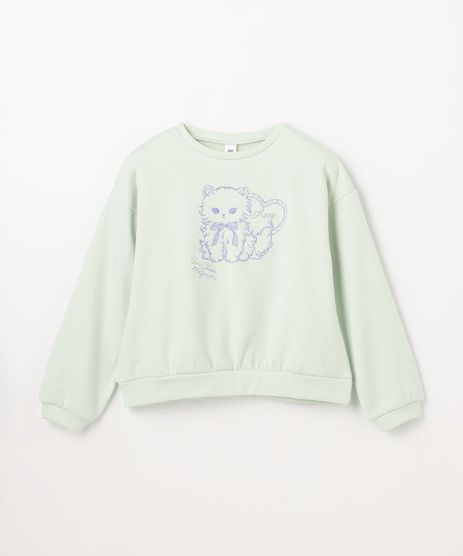 Толстовка с флисовой подкладкой и вышивкой в виде животного ANY KIDS, Mint x Cat [062] — фото 3