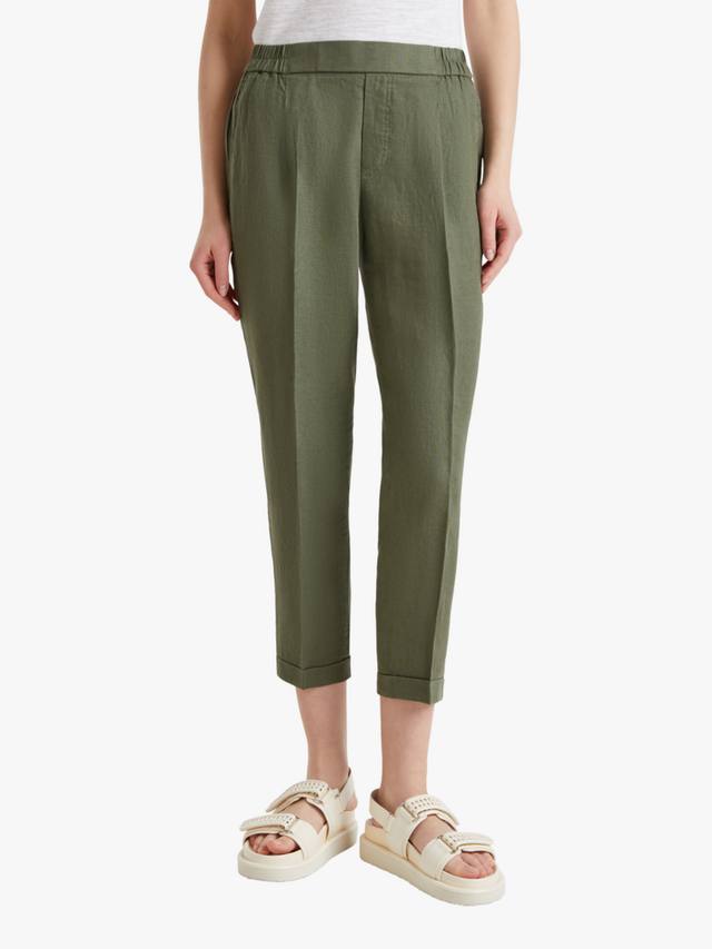 

Брюки из льна в облегающем крое Benetton, Military Green