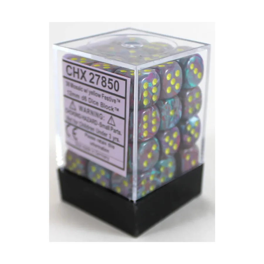 

d6 12 мм Мозаика с желтым (36), Dice - Festive - d6 (Chessex)