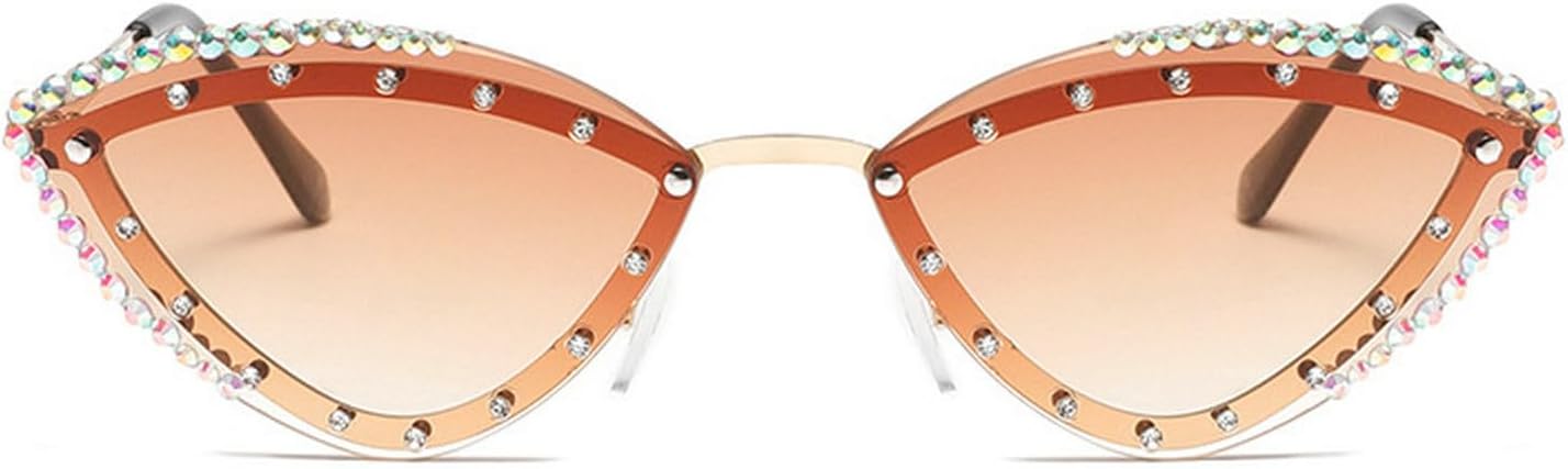 

Laureles Ретро-солнцезащитные очки «кошачий глаз» в стиле Y2K для женщин, модные солнцезащитные очки с кристаллами и стразами для мужчин, защита от ультрафиолета UV400 L15, C4