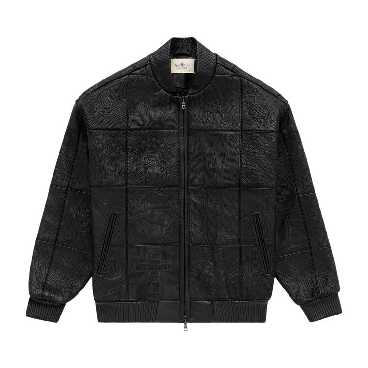 

Бомбер Aimé Leon Dore Embroidered Leather Bomber, черный