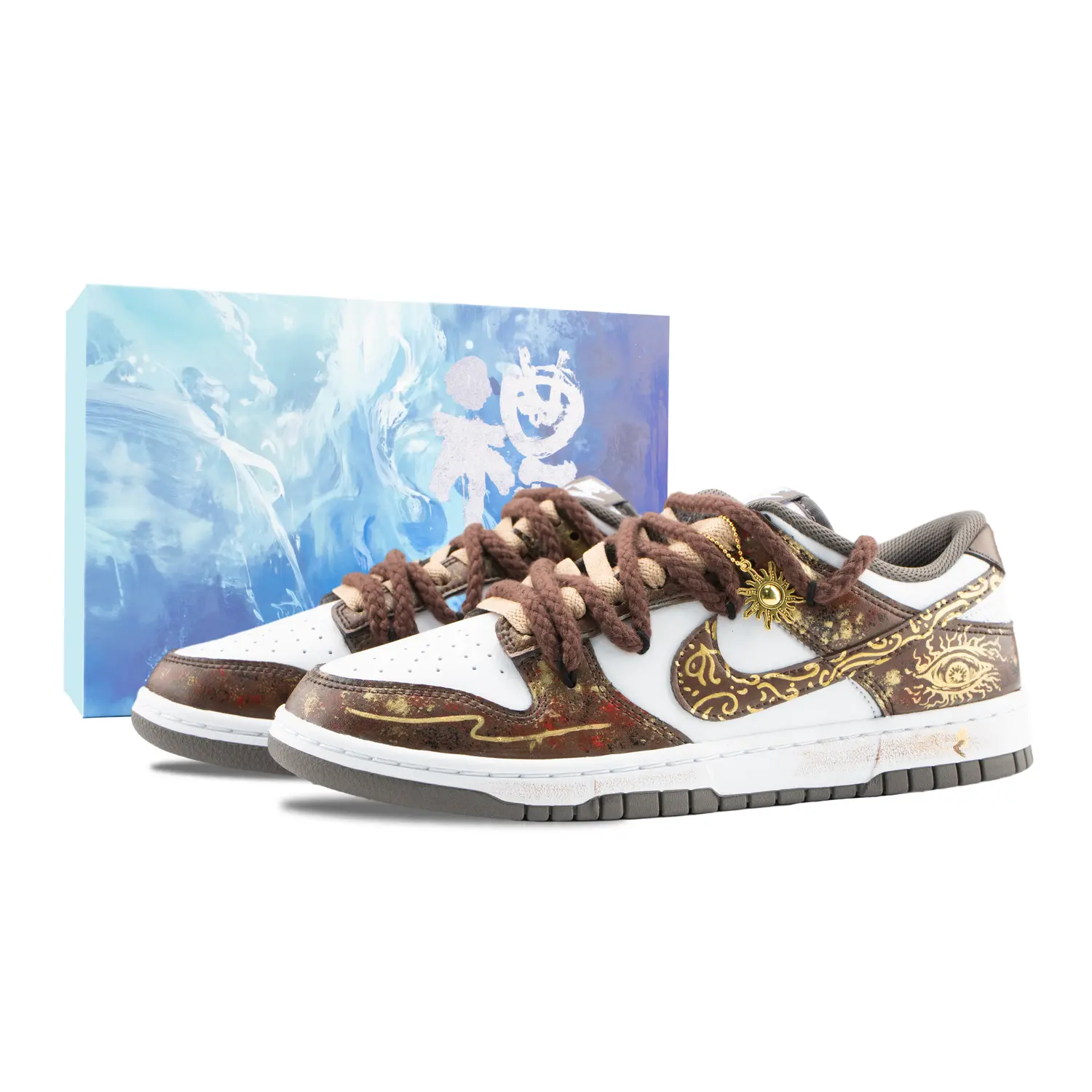 

Nike Кроссовки для скейтбординга Dunk Sudan, износостойкие, низкие, мужские, коричневые, белые