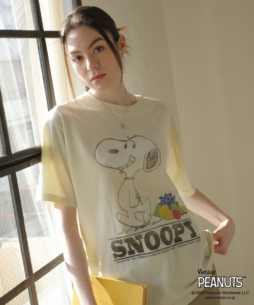 

Футболка унисекс с коротким рукавом, принт Snoopy, коллаборация FRUIT OF THE LOOM x Peanuts, цвет персиковый, материал брюшед