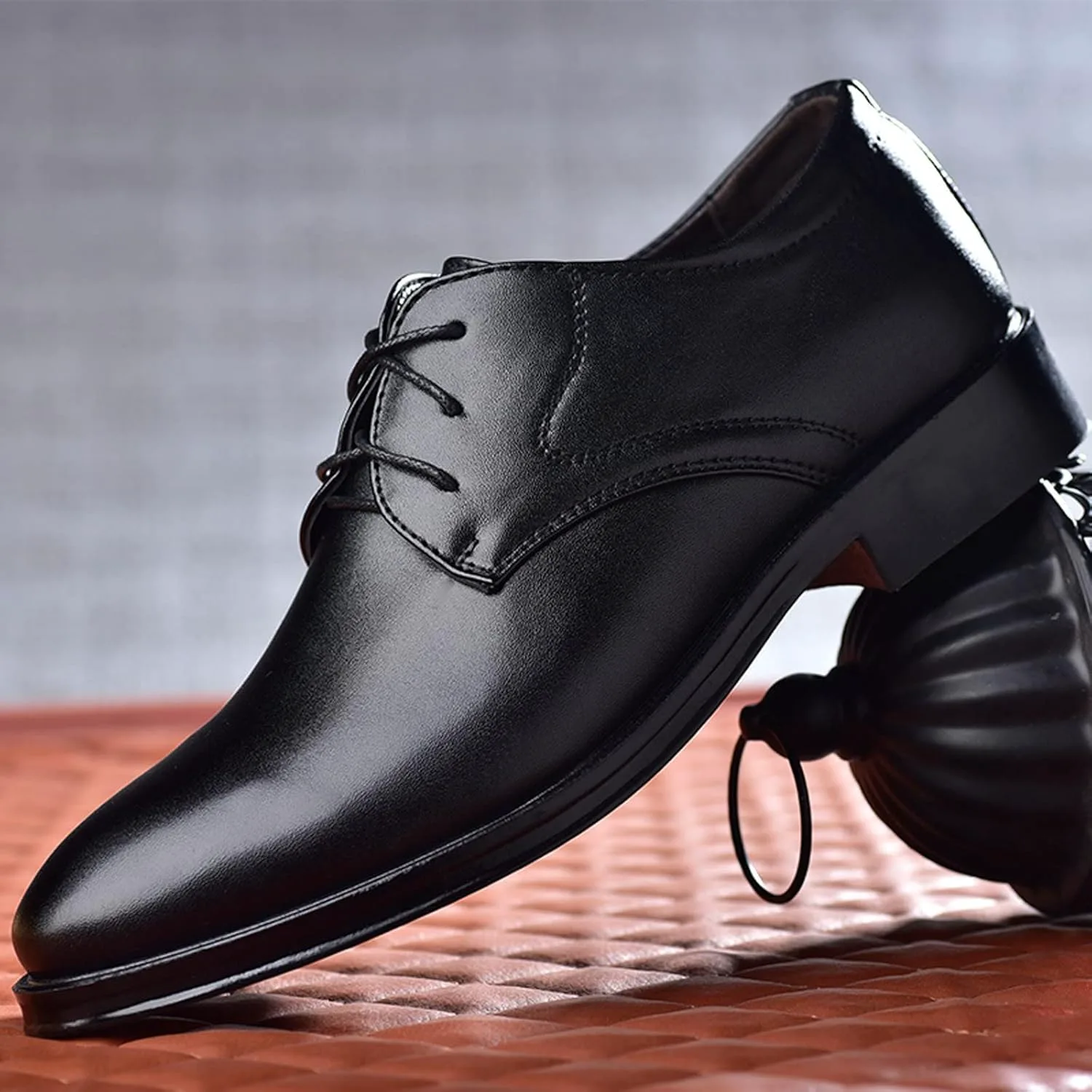 Мужские классические туфли HINDOLA Oxfords для официальных мероприятий, деловые, мягкие, свадебные и повседневные современные рабочие туфли, черный — фото 4