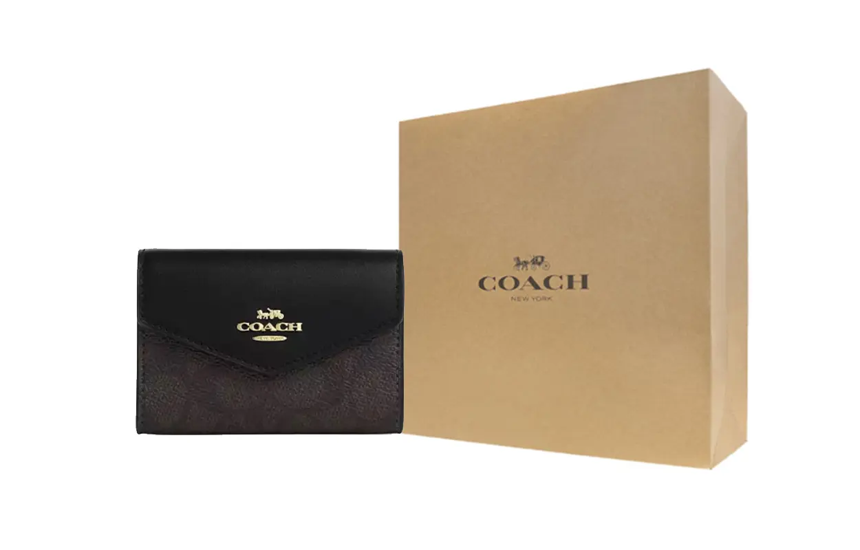 

COACH Кошелек Flap Card Case Coated Canvas, картхолдер Regular, женский, черный