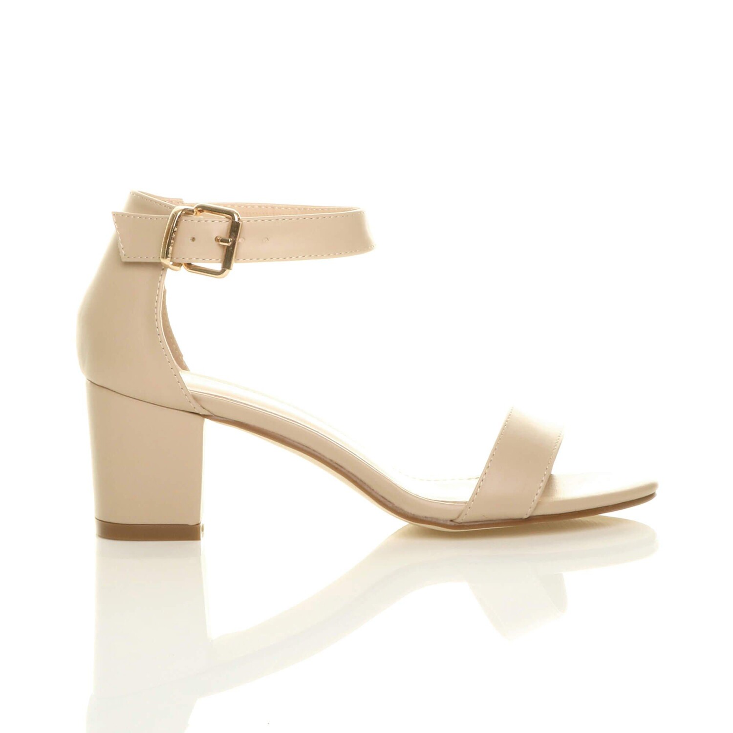 Босоножки на среднем каблуке с ремешком на щиколотке AJVANI, нюд — фото 2