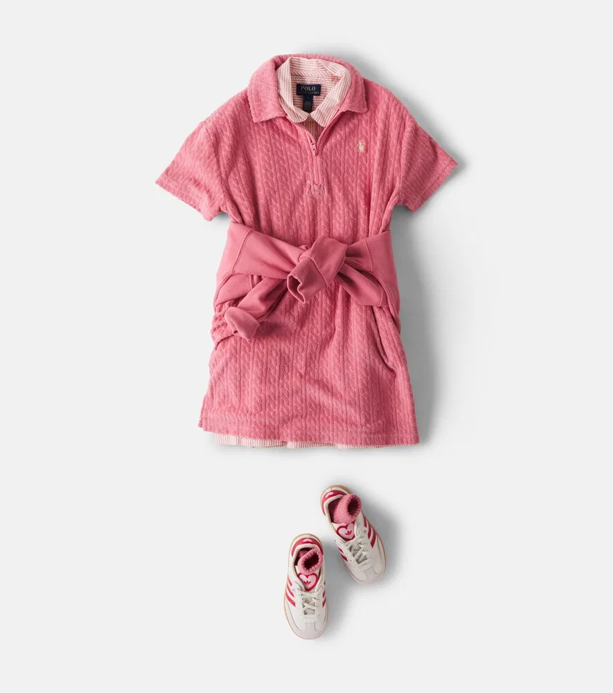 Пляжная накидка из махровой ткани с добавлением хлопка Polo Ralph Lauren Kids, розовый — фото 2