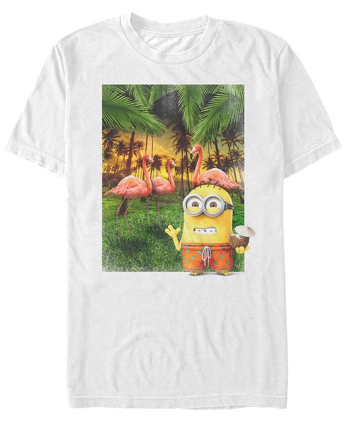 

Мужская футболка с короткими рукавами Minions Bob Flamingos Fifth Sun, белый