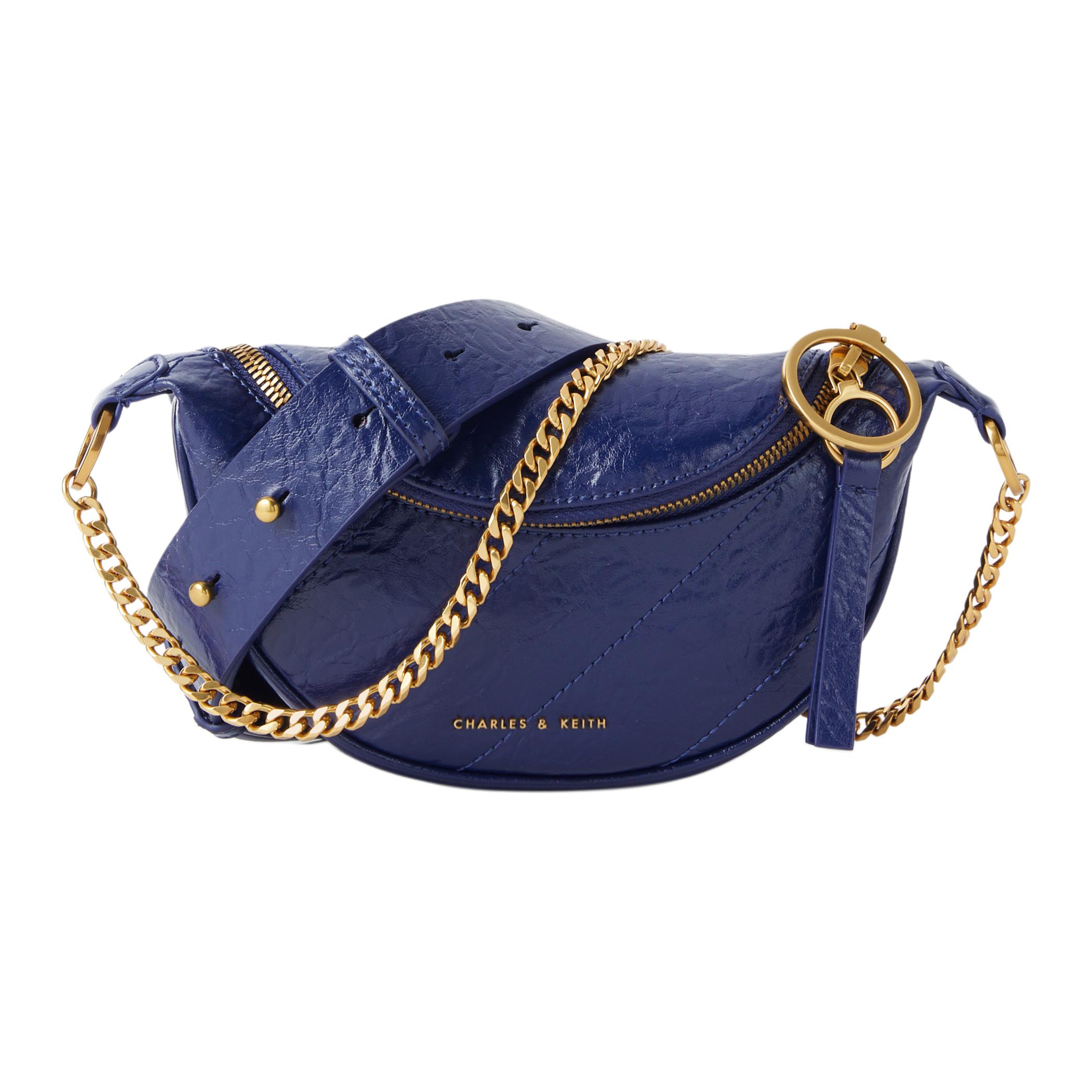 

PU Charles & Keith сумка поясная, через плечо, кроссбоди маленькая женская мультиколор CHARLES&KEITH, темно-синий темно-синий