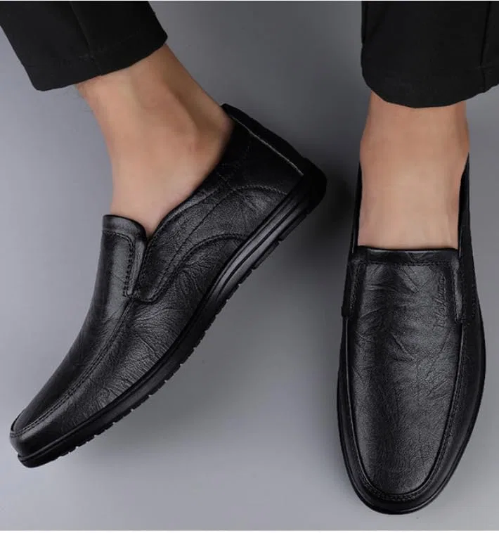 Мокасины мужские кожаные дышащие Loafers Slip-Ons, Black NIUGQXPX — фото 3