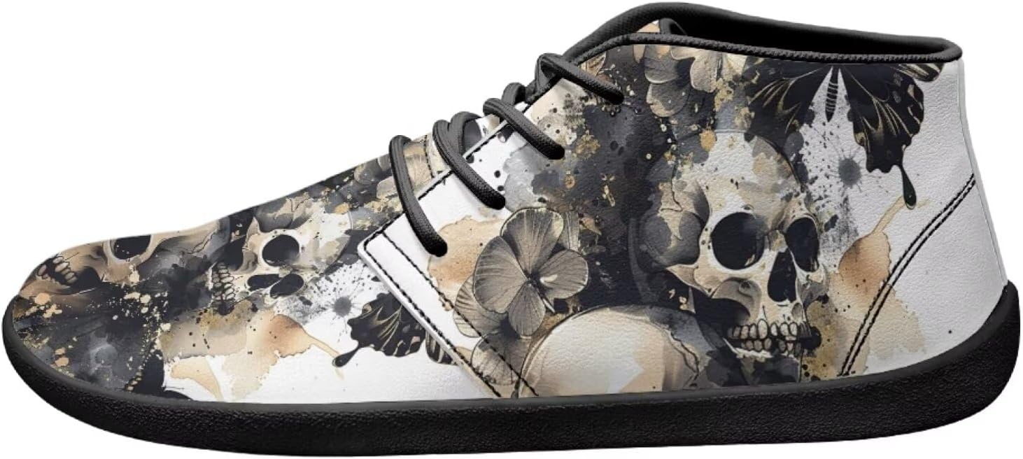 

Мужские кроссовки с черепом на подошве для улицы, босоножки, кожаные кроссовки из ПУ, низкие, для ходьбы, тенниса и спорта Ecaestolph, черный/золотой