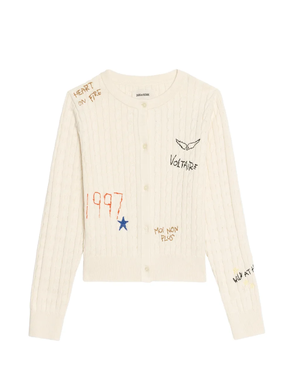 

Кардиган Rozann фактурной вязки с вышивкой Zadig&Voltaire, бежевый