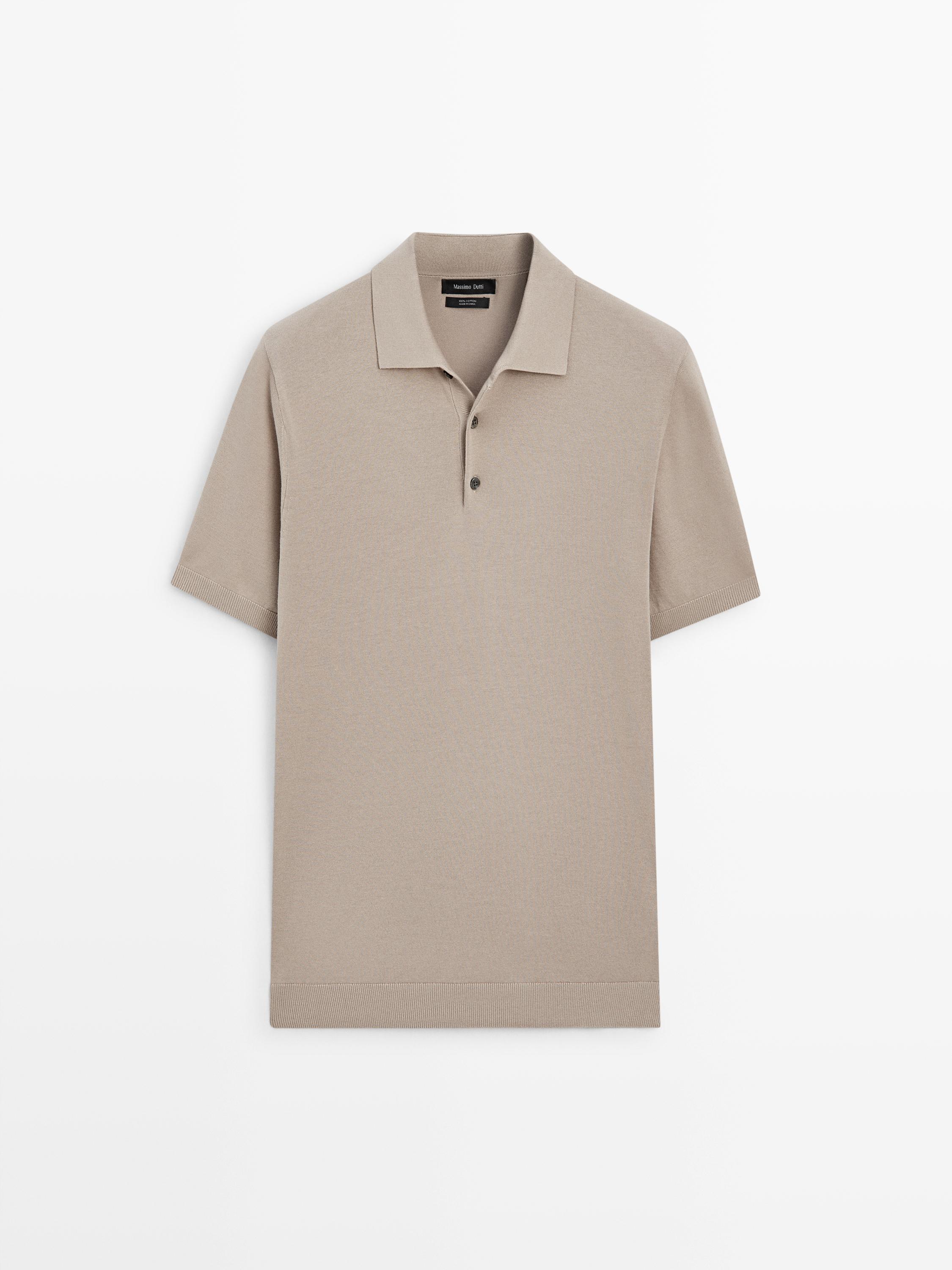 

Вязаный хлопковый свитер-поло Massimo Dutti, beige