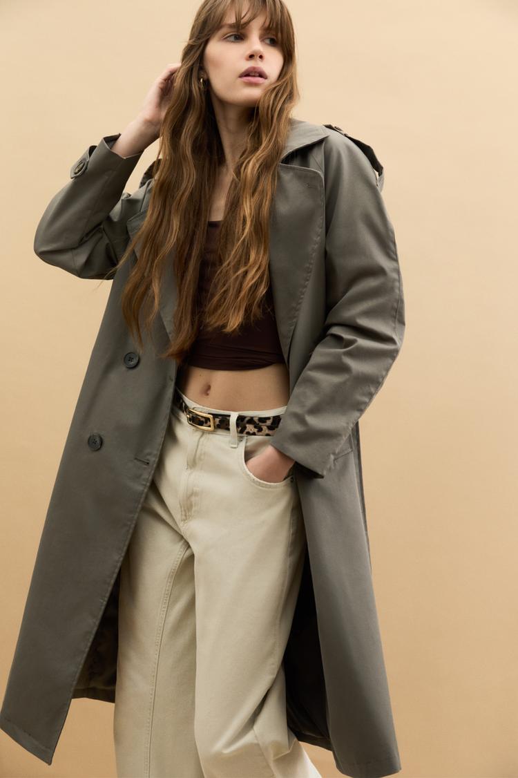 

Пальто с поясом Pull And Bear, коричневый