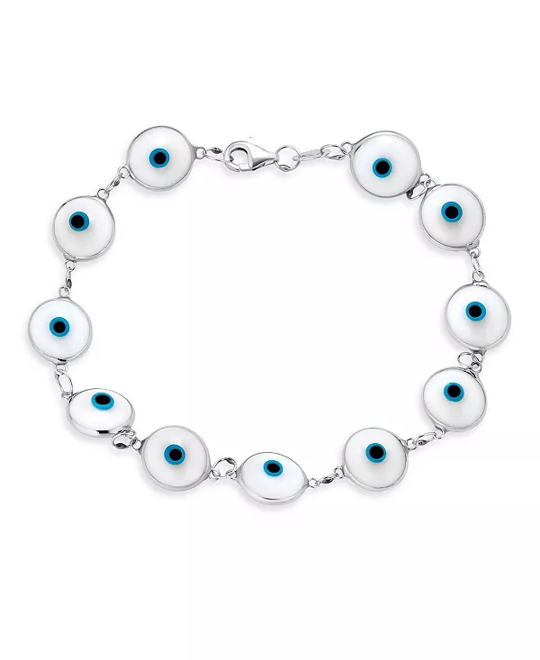 

Браслет-Амулет для защиты от сглаза, разноцветные бусины 7-7,5 дюймов Bling Jewelry, white