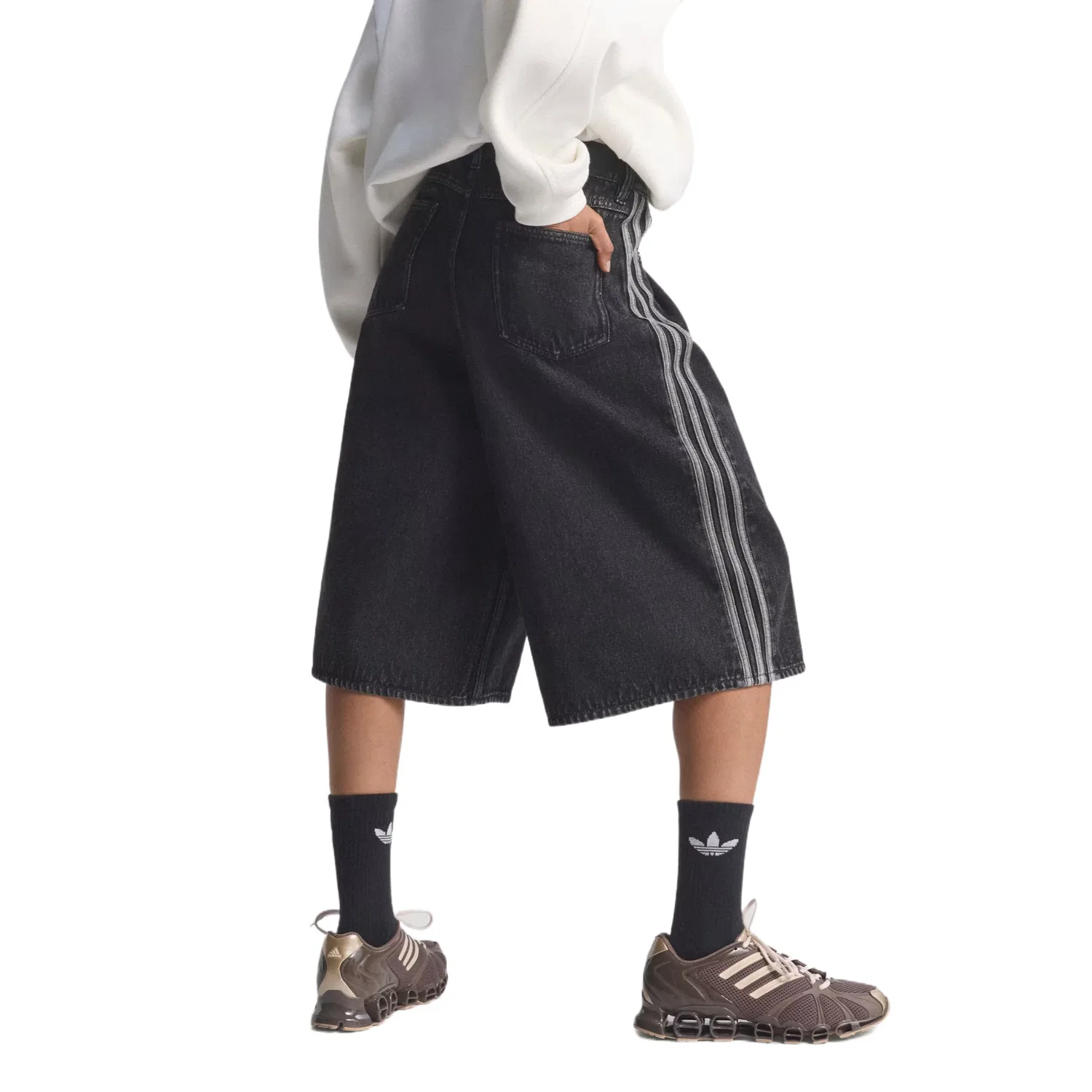 Джинсовые шорты Firebird женские Adidas Originals, Pure Black Denim — фото 4