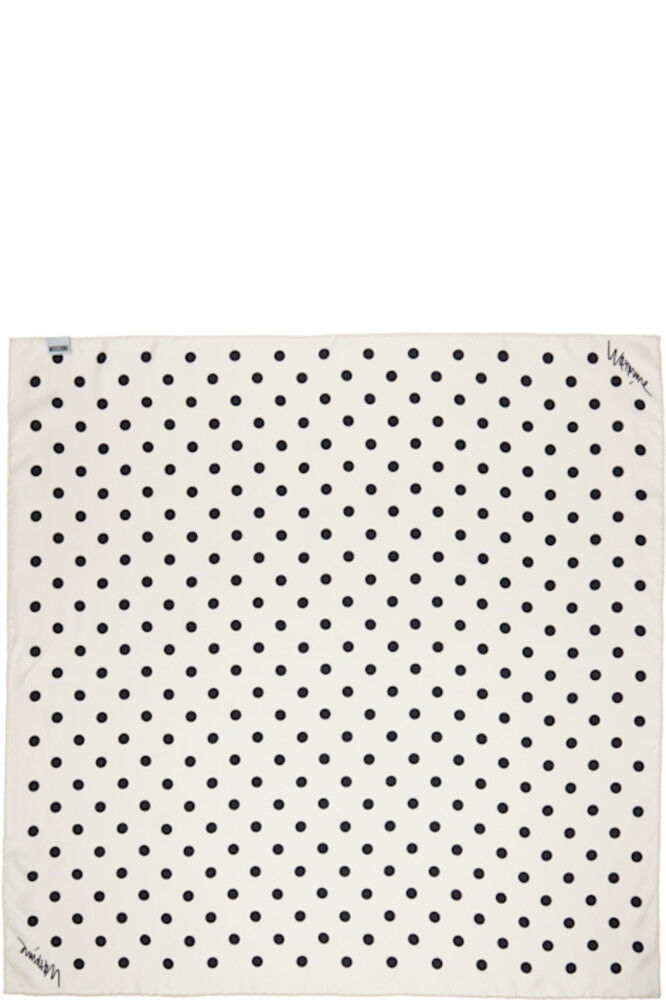 

Шарф Seta из саржи с оттенком белого и черного цвета Moschino