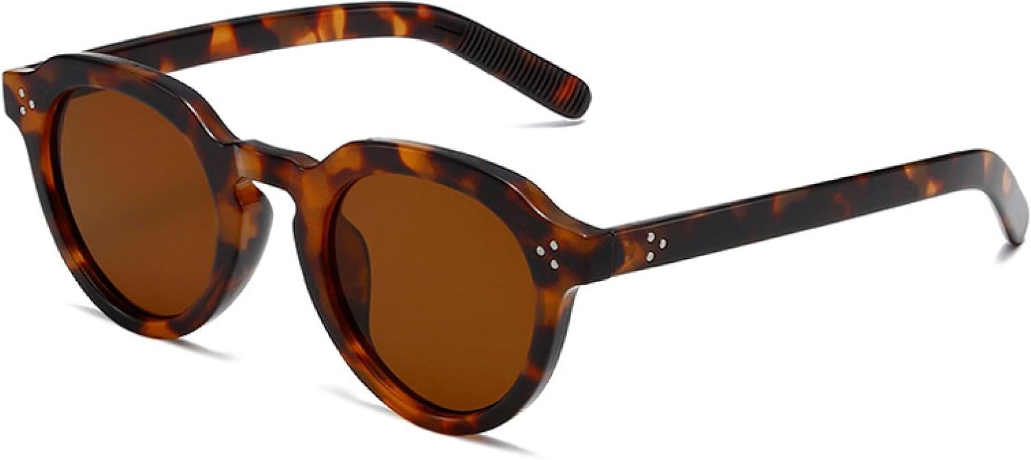 

Овальные солнцезащитные очки для женщин, модные, прозрачные, конфетные оттенки, защита от УФ-излучения UV400, ретро, ​​с заклепками, для мужчин, панк, трендовые солнцезащитные очки VVTWSSW, Leopard Tea