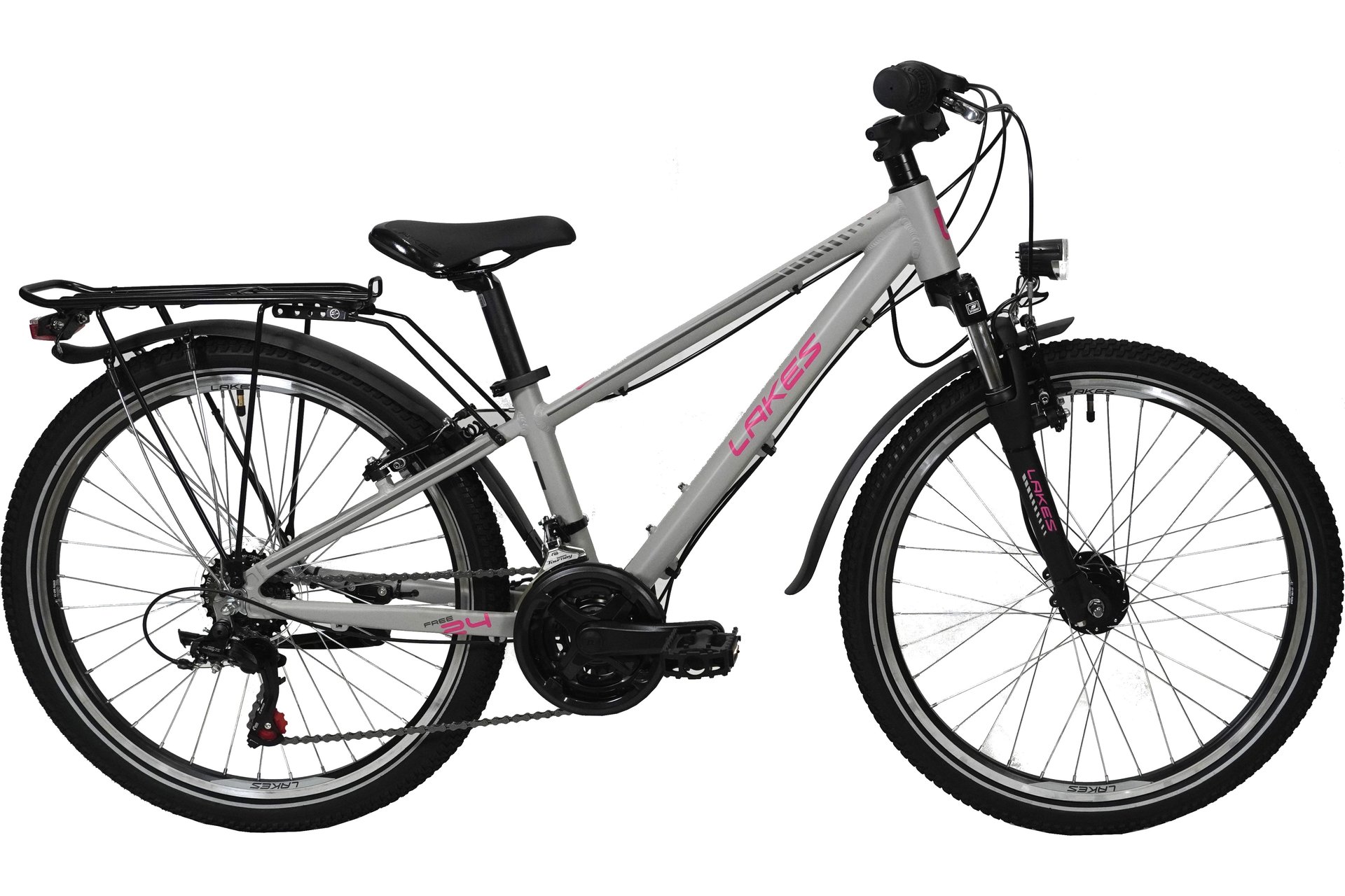 

Детский велосипед Lakes Free 24 Girl - 24 дюймов - Diamant - 2024, цвет Grau|cool grey/anthracite/neon pink