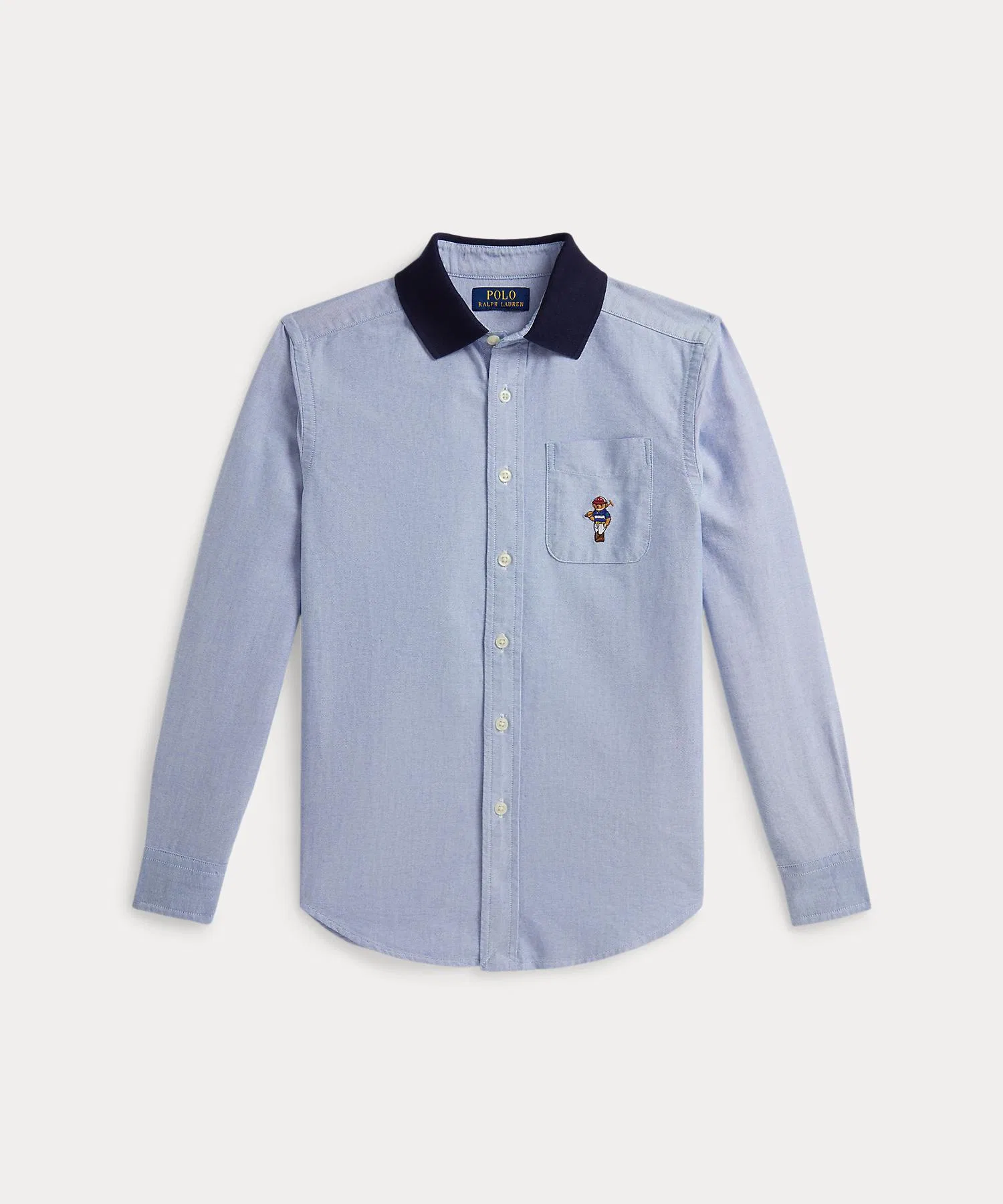 Детская рубашка POLO RALPH LAUREN CHILDRENSWEAR Oxford с воротником-поло и вышивкой Polo Bear