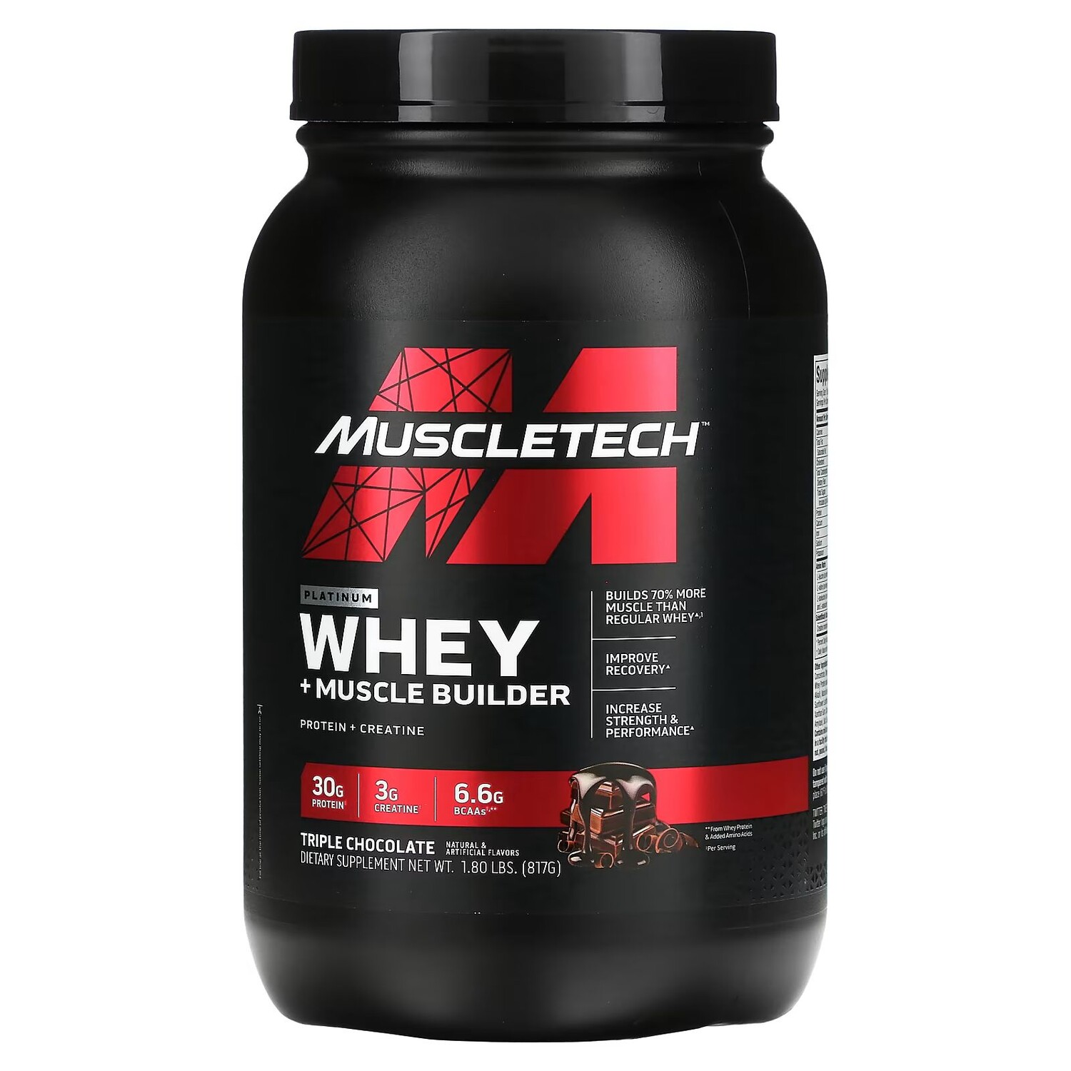 

Platinum Whey + Muscle Builder, тройной шоколад, 817 г (1,8 фунта) Muscletech