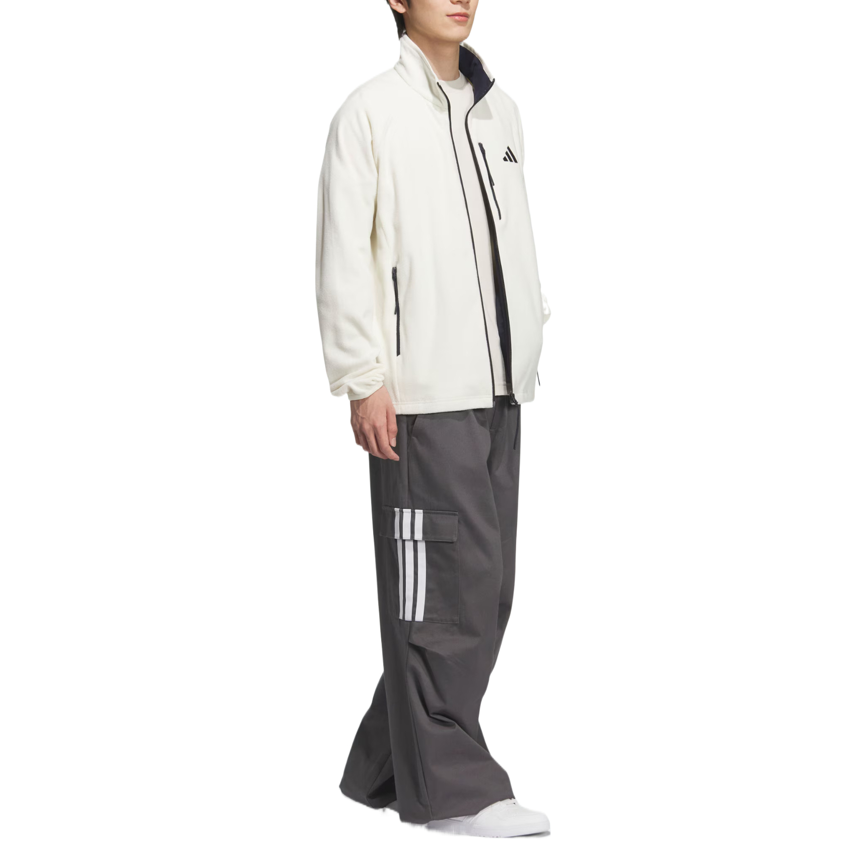 Adidas Бархатная куртка унисекс цвета слоновой кости, Ivory — фото 4