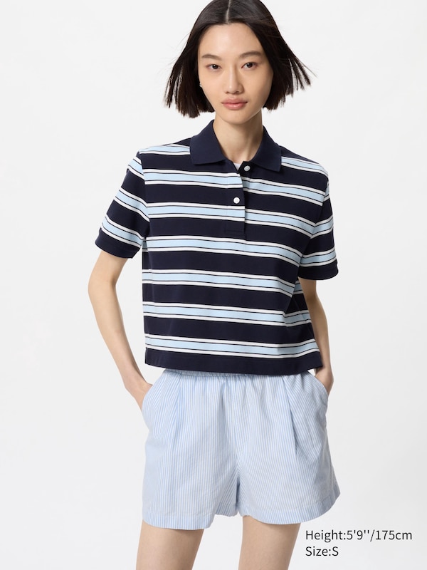 

Хлопковые шорты easy (полоска) Uniqlo, синий