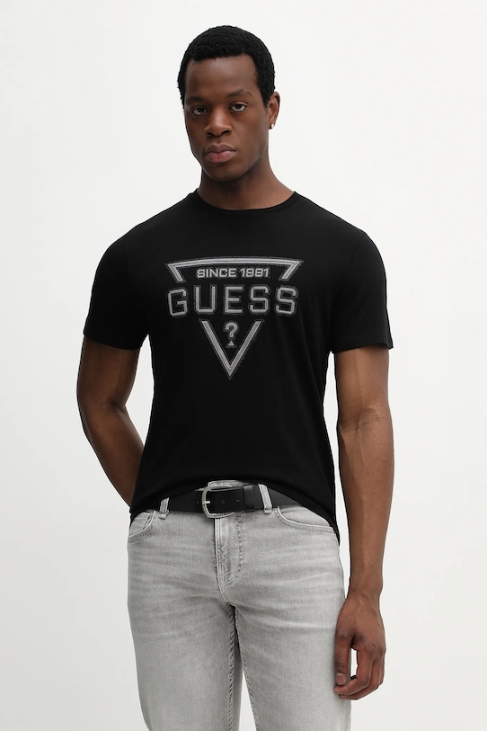 

Хлопковая футболка Guess, черный