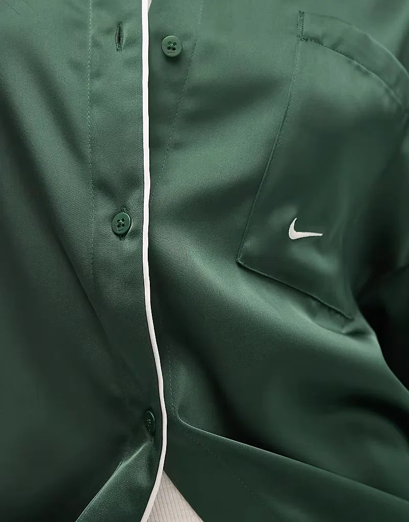 Атласная рубашка с длинными рукавами Nike, темно-зеленый — фото 4