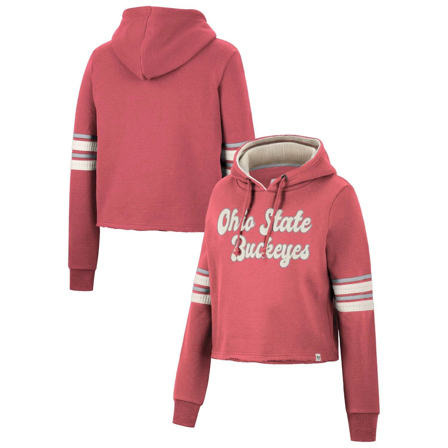 

Женский укороченный пуловер с капюшоном в стиле ретро Colosseum Scarlet Ohio State Buckeyes Colosseum