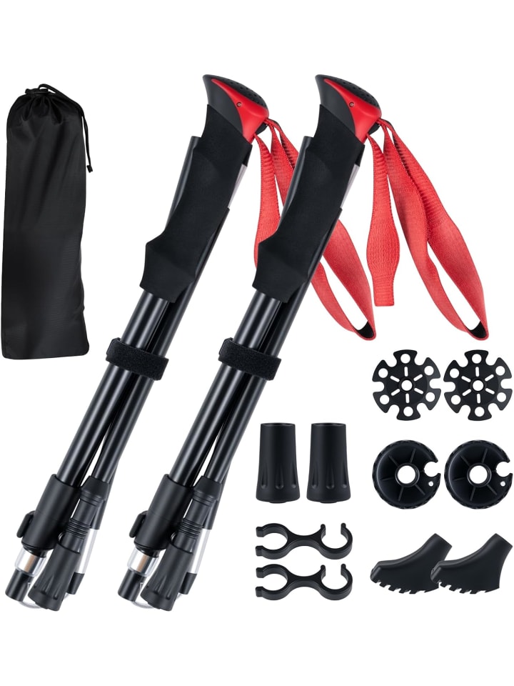 

COSTWAY Складные алюминиевые треккинговые палки красного цвета