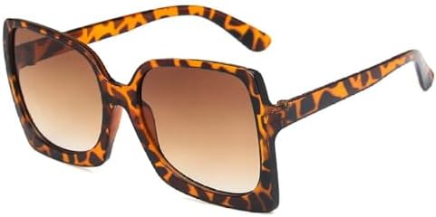 

2026 Квадратные солнцезащитные очки большого размера для женщин, винтажные солнцезащитные очки в крупной оправе с градиентным зеркальным покрытием, ретро MTZJH, Leopard Brown