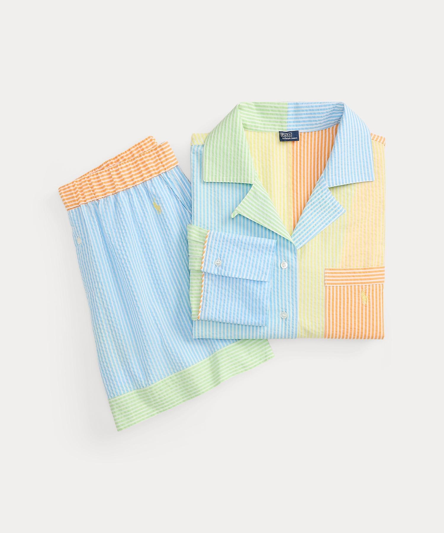 Комплект из полосатой рубашки из сирсакера и боксерских трусов (пижама). Polo Ralph Lauren, 999 Multicolor — фото 2