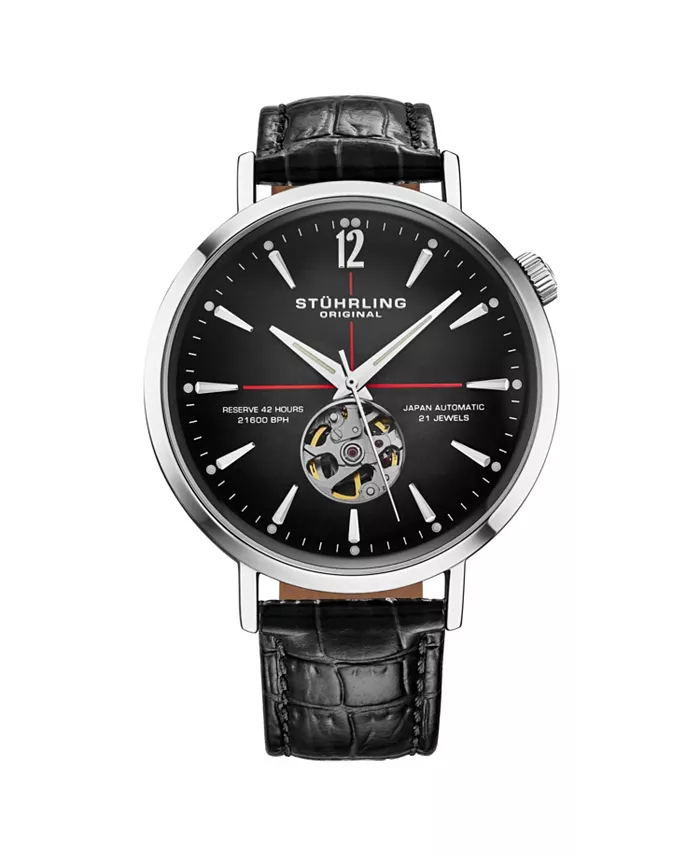 

Мужские часы 1021 Quasar Skeleton Automatic, 42 мм Stuhrling, черный