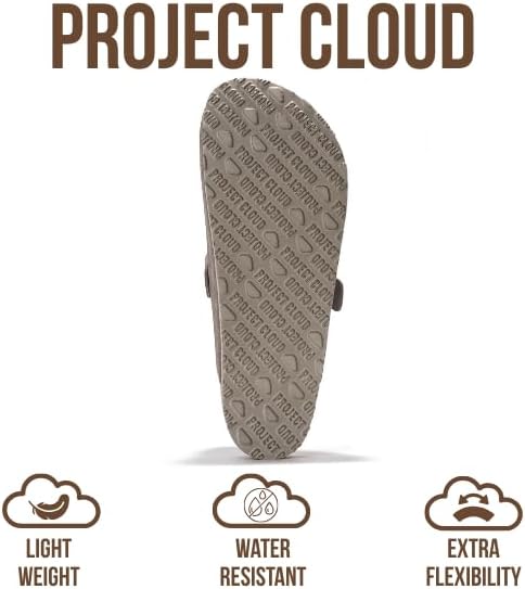 Мужские сабо Project Cloud - 100 натуральная кожа полного слоя, сабо с мемори-пеной для мужчин, поддержка свода стопы, пробковая стелька, противоскользящая подошва (Brooklyn), серый — фото 4
