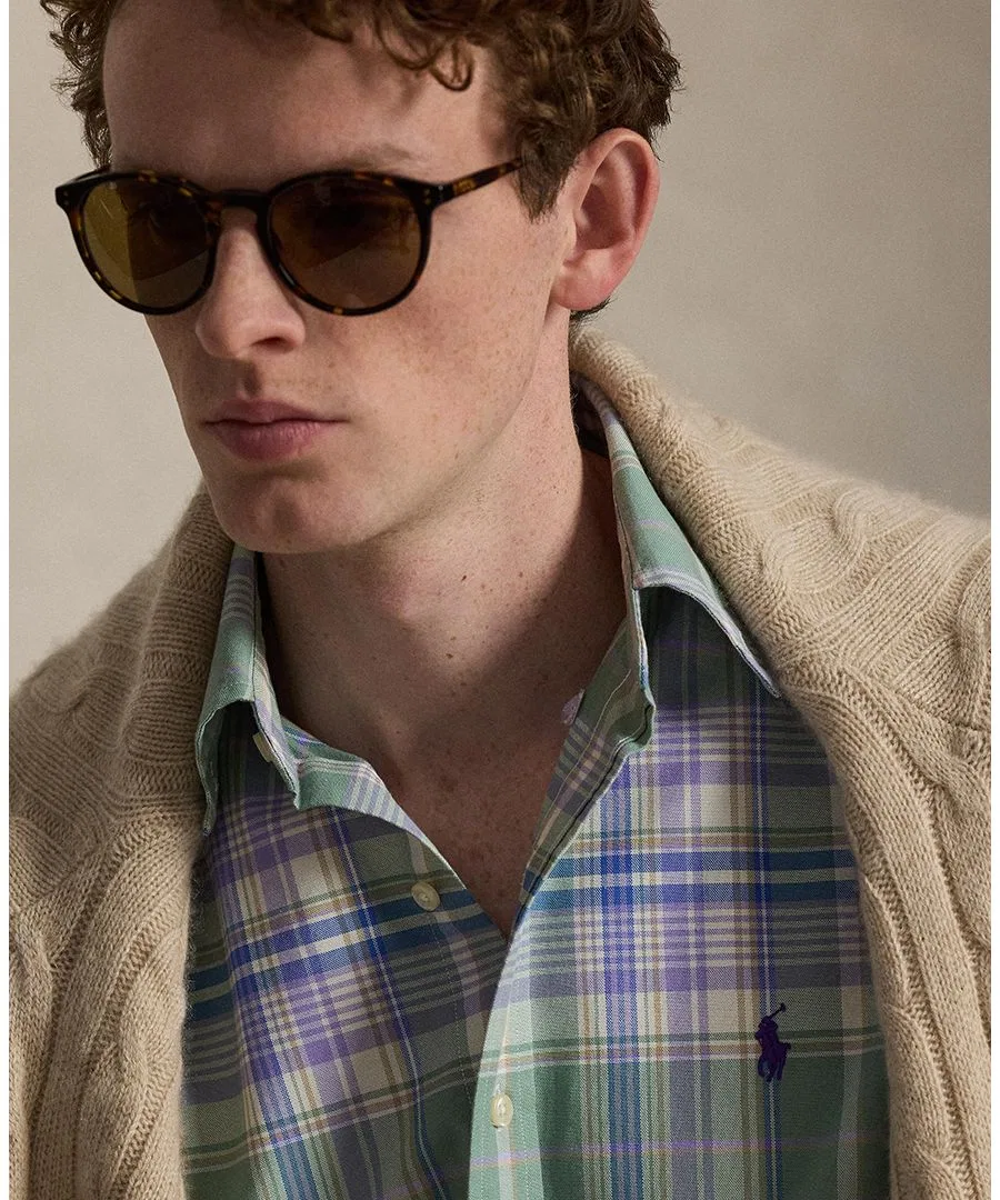 Мужская рубашка классического кроя Polo Ralph Lauren, Fades Mint Lavender Multi — фото 3