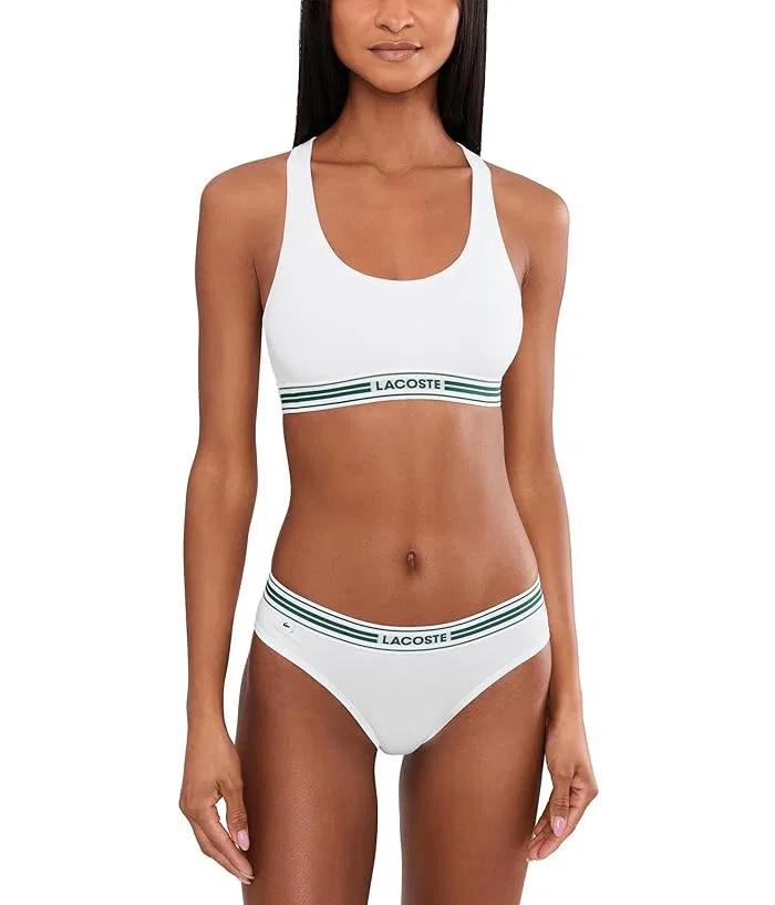 Бралетт Lacoste Cotton Bralette Contrast Band, Бордовый/Белый/Бежевый — фото 2